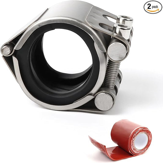 Upgraded Pipe Repair Clamp with M1 Self-Adhesive Leak-Sealing Tape | 304 Stainless Steel Rust-Proof Emergency Pipe Repair Kit for Plastic & Metal Pipes, 1-1/4"(41-44mm)