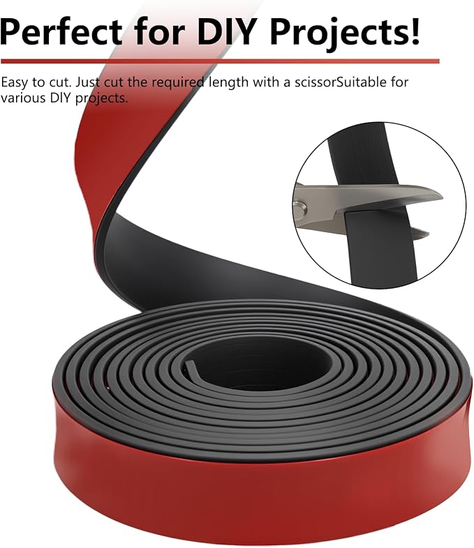 Adhesive Solid Rubber Strips - 1/2" Wide x 1/16" Thick x 180" Long, Black Neoprene Rubber Gasket Strip Roll for DIY Seal, Weather Striping,Liner,Cushion & Craft