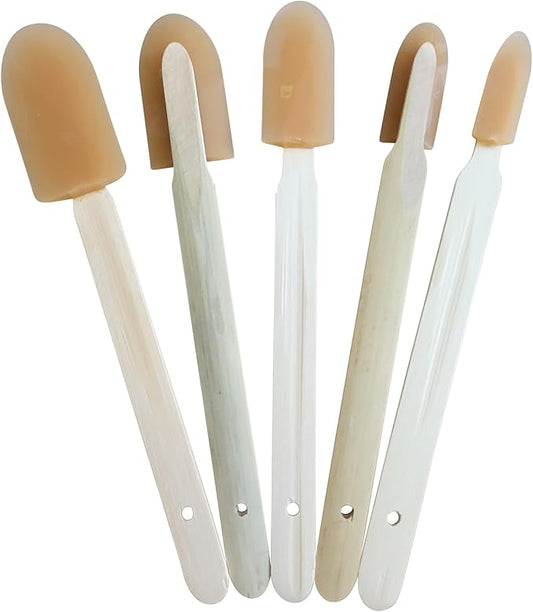 JMIBASIC Silicone Caulk Finishing Tool - Assorted 5 Size Sets - Premium Smooth Rubber Spatula Finisher - Easy Caulking Tool - Grout sealer Applicator (Wood)