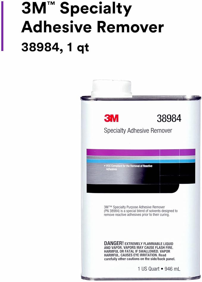 3M Specialty Adhesive Remover 38984, Transparent, Solvent Based, Easy Residue Removal, 1 quart
