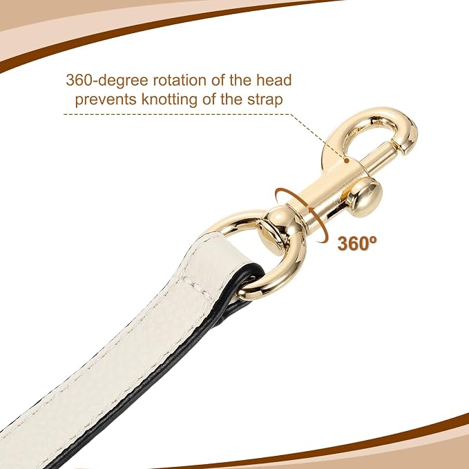 uxcell 14.17 Inch PU Leather Short Bag Strap with Clasp, Purse Handles Handbags Replacement Straps for Clutch Bag Underarm Bags, Beige, Gold Buckle