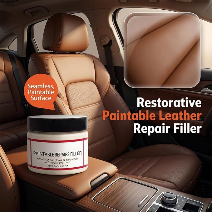 LECDOA Leather Filler, Flexible Fast Drying Leather Repair Compound, Paintable Waterproof Leather Repair Paste, Fixes Holes Tears Cracks Scratches for Car Seats Furniture Shoes (3pcs)