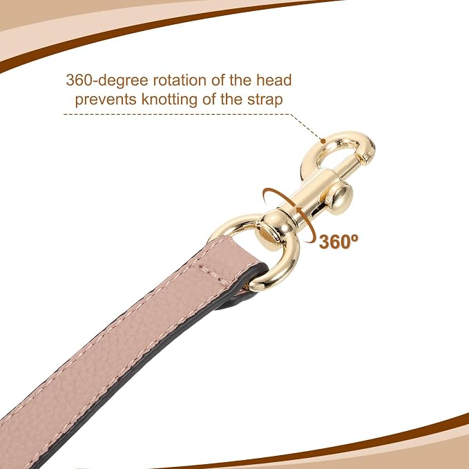 uxcell 14.17 Inch PU Leather Short Bag Strap with Clasp, Purse Handles Handbags Replacement Straps for Clutch Bag Underarm Bags, Pink, Gold Buckle