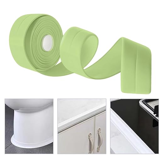 3 Rolls Caulk Tape Self Adhesive Caulk Strip Waterproof,Green Caulking Sealant Trim for Bathroom, Caulk Sealing Strip for Toilet Sink Edge Protector with Sealing Tool (10.5Ft x 1.5In)