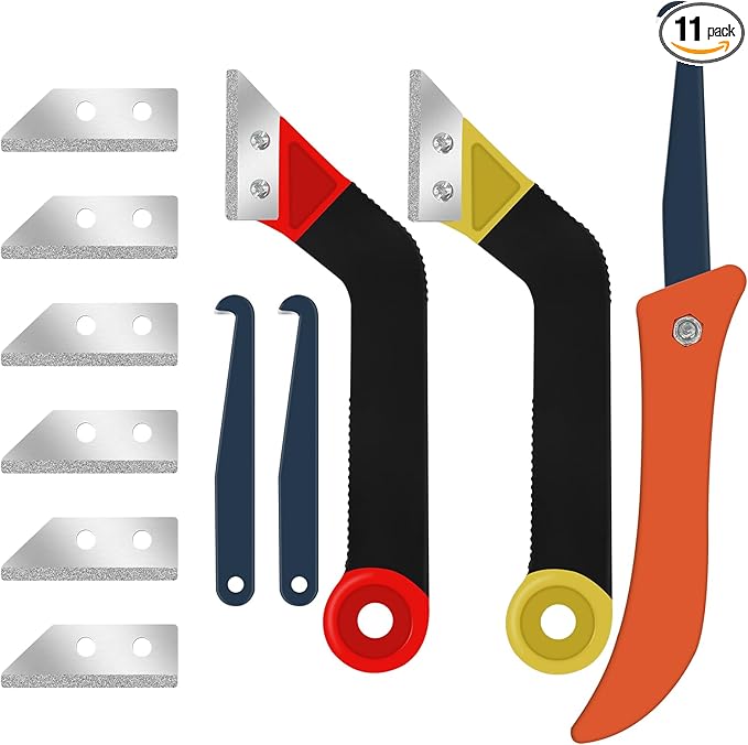 11Pcs Grout Removal Tool Kit 2 Tile Grout Saws with 6 Extra Blades 1 Bonus Hand Saw 2 Cleaning Blades Perfect for Tile Gap Cleaning and Repair