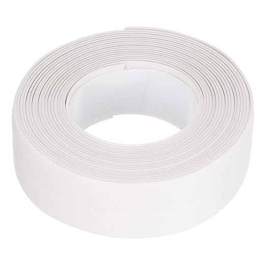 uxcell Waterproof Seal Caulk Strip Tape Self Adhesive 0.87" W x 10.5'L PVC Sealing Tape for Kitchen Bathroom White