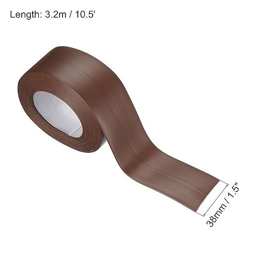 uxcell Waterproof Seal Caulk Strip Tape Self Adhesive 1.5" W x 10.5'L PVC Sealing Tape for Kitchen Bathroom Brown