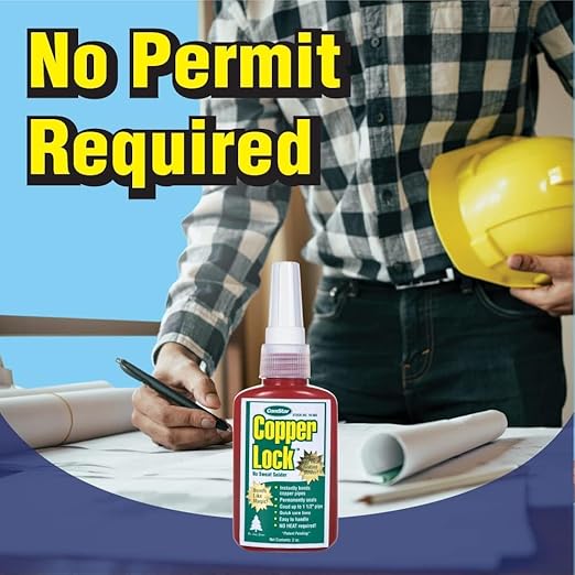 Copper Lock 2 oz, No Heat Liquid Solder for Copper, Brass & Yellow Metals, Instant Leak Proof Seal up to 500 PSI, -60°F to +300°F, Bonding Solution for Plumbing & HVAC (Pack of 12)