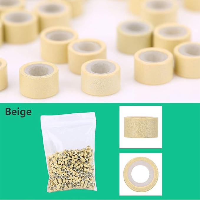 Orgrimmar Hair Extension Tool Kit Remove Pliers Pulling Hook 500 PCS Micro Silicone Rings Bead Device Tool Kits for Professional Hair Styling Tools Accessory (Beige)