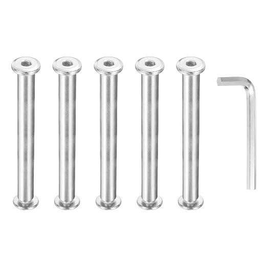 PATIKIL M6x6mm Hex Chicago Screws 8x75mm, 5Pcs 304 Stainless Steel Metric Hex Drive Socket Cap Binding Post Screw Posts for Scrapbook Leather Belt Album Furniture Repair, Silver