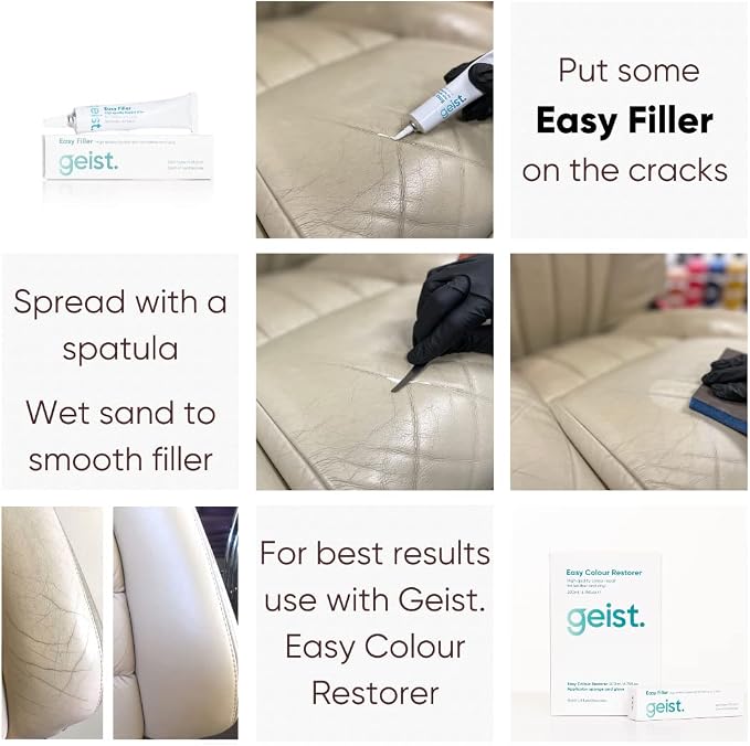 Geist. Easy DIY Colour Restorer and Filler for Leather & Vinyl | Refresh, Repair & re-dye Scuffs, Colour Damage and Small Cracks (Anthracite, 20ml Filler)