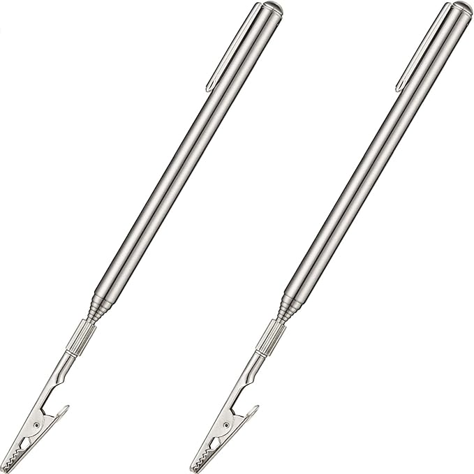 Mudder 2 Pcs Telescoping Clip Telescopic Metal Wire Clamp with Pen Bracelet Helper Tool Extendable for Mechanics Automobile Repair Jewelry Fix Range 8.27-36 inch