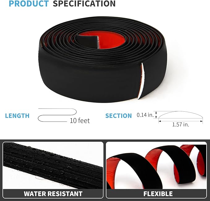 Art3d 10 FT Self Adhesive Vinyl Floor Transition Strip, Laminate Floor Strip Floor Flat Divider Strip for Joining Floor Gaps,Carpet Threshold Transition,Floor Tiles（1.57in, Black）