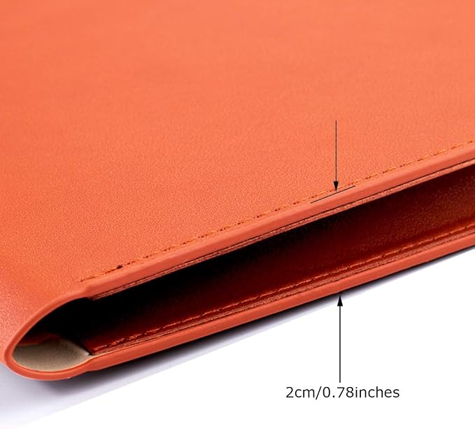 PU A4 Leather File Folder Document Holder Folder Stylish Portfolio Envelope Case with Strap and Invisible Magnetic Closure (Orange)