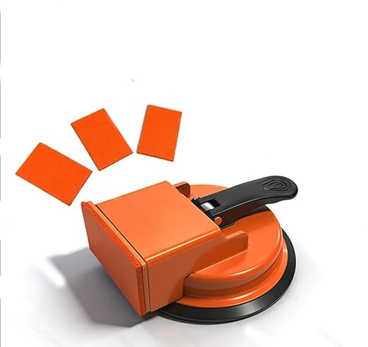 Upgraded Heavy Duty Floor Gap Fixer Tool, Enhanced Vacuum Suction Cup，Strong Suction Cup Laminate Flooring Gap Closer, Iron Base Repair Kit for Wood, Vinyl, Tile Floors (Orange)