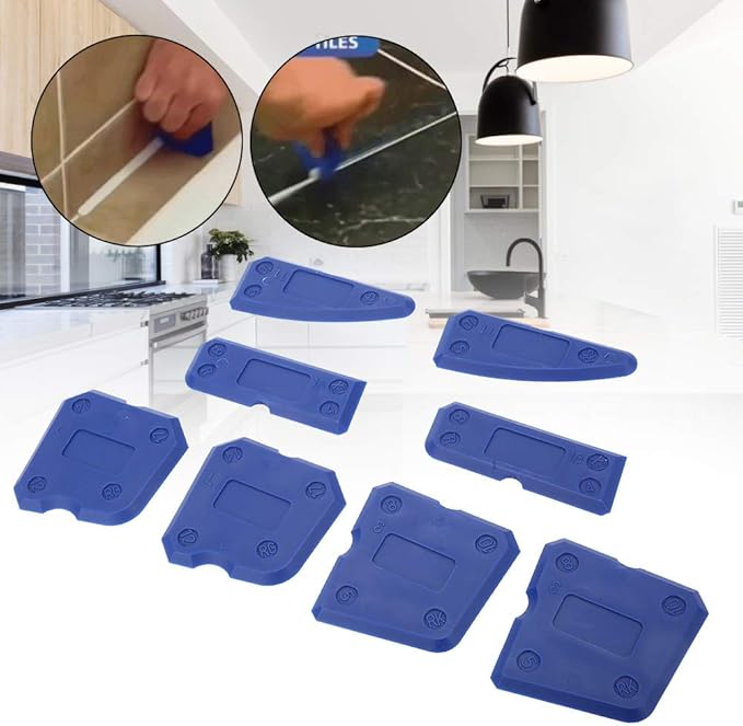8pcs Caulking Tool, Caulking Tool Kit, Silicone Glass Cement Caulking Scraper, Caulking Sealant Scraper for Sealant Grout Finishing Sealing