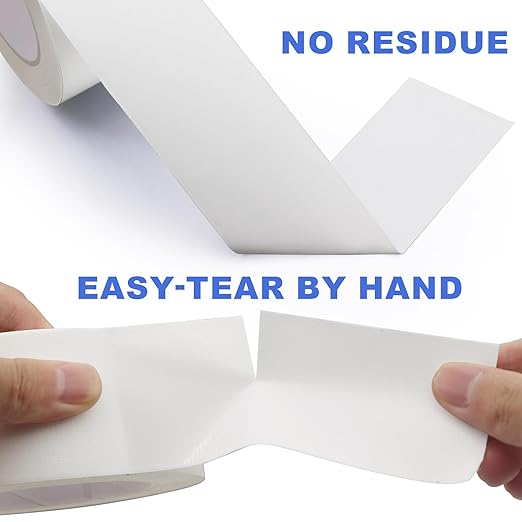 White Duct Tape Heavy Duty Waterproof, 2 Inches x 32 Yards, Strong, Durable, Easy-Tear by Hand, Residue-Free for Home Repairs, Fixed Carpet Edge, DIY Projects