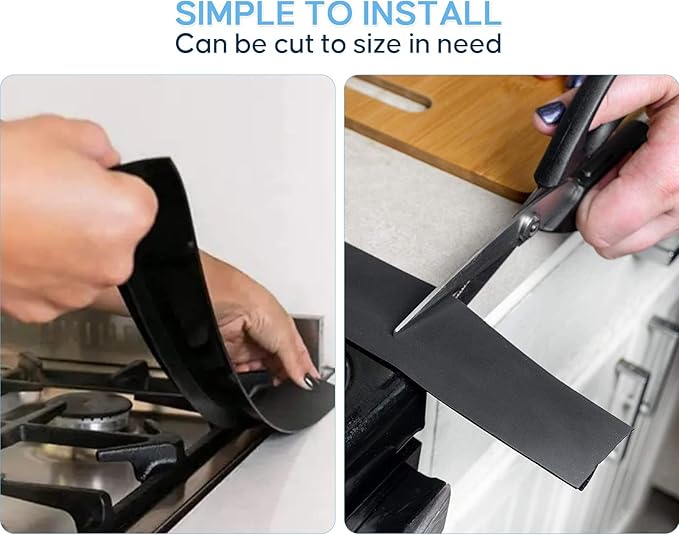 Silicone Stove Counter Gap Cover, 2 Pack 25 inch Heat Resistant Kitchen Stove Counter Silicone Gap Filler Cover Seals Spills Between Counter Stovetop Oven Washer Dryer and Washing Machine