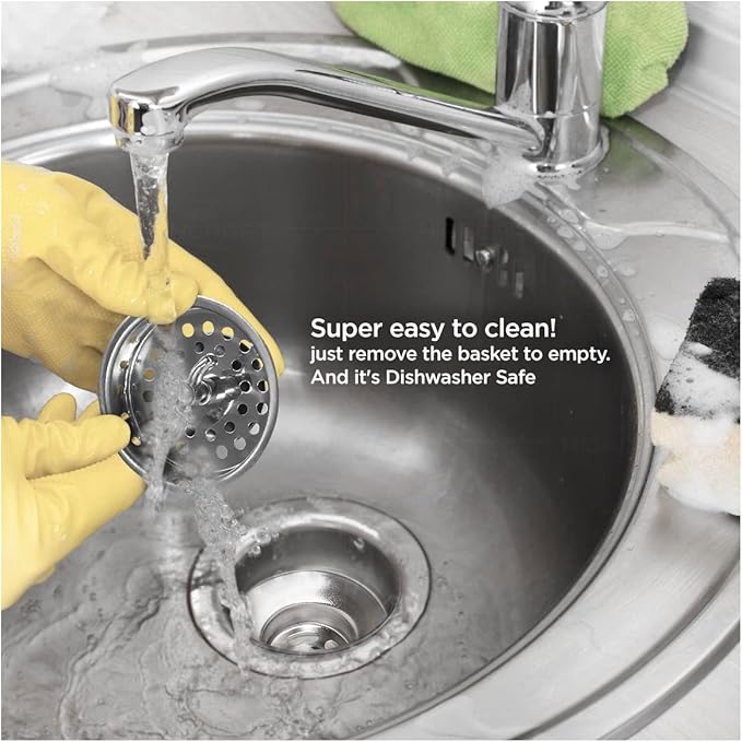 Highcraft 9763 Kitchen Sink (3-1/2 Inch) Stainless Steel Drain Assembly With Strainer Basket Spin and Seal With Threaded Stopper