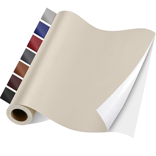 Self Adhesive Leather Repair Patch Kit, 31.4 in x 16 in Large Vinyl Leather Repair Tape for Furniture, Car Seat, Couch, Sofa, Chair Smooth Apricot