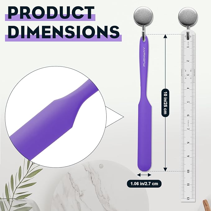 3pcs Silicone Jar Spatulas 10in Long Skinny Heat-Resistant, Narrow Spatula Set for Scraping Peanut Butter, Sourdough, Jam in Small Containers, Blenders & Baking (Black & Purple & Red)