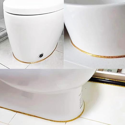 Caulk Strip Self Adhesive, PU Caulk Tape for Bathtub Bathroom Toilet Kitchen(W:7.5MM,Gold)