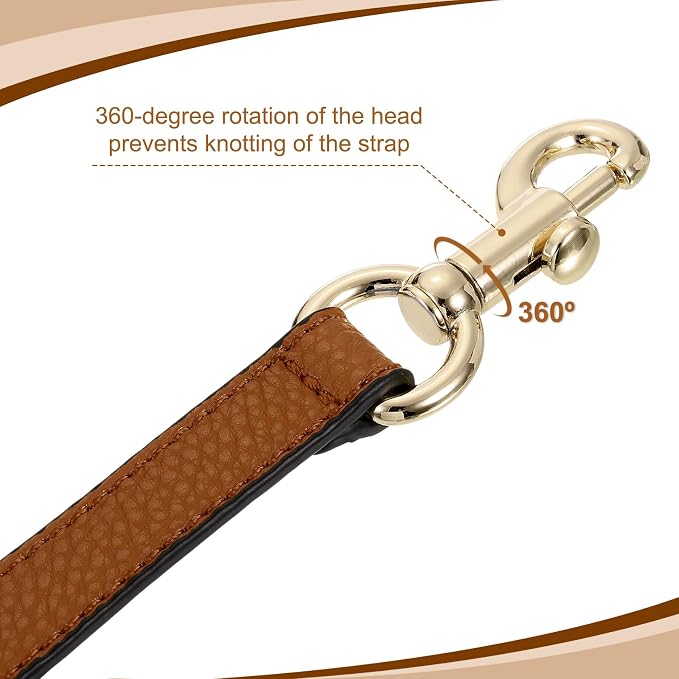 uxcell 19.29 Inch PU Leather Short Bag Strap with Clasp, Purse Handles Handbags Replacement Straps for Clutch Bag Underarm Bags, Brown, Gold Buckle