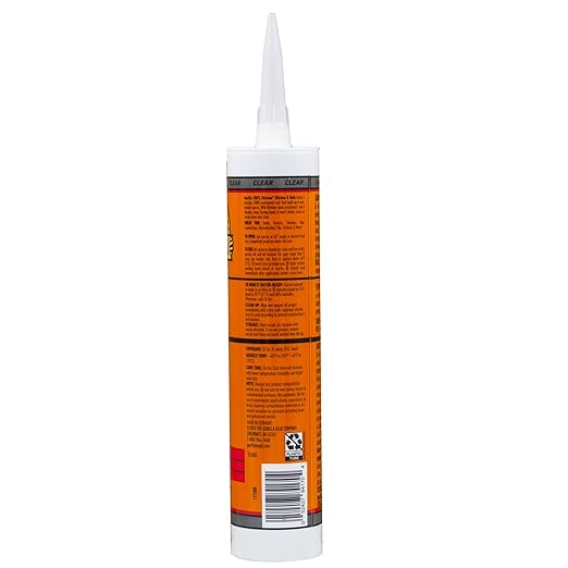 Gorilla 100% Silicone Caulk Kitchen & Bath Sealant, Mold Resistant, 10 oz. Cartridge, Clear