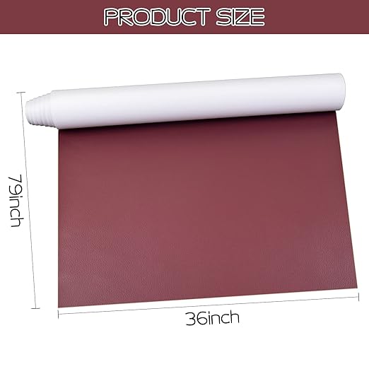 Leather Repair Patch, Self-Adhesive Leather Repair Tape, Large Reupholster Leather Patches for Furniture Couch Chairs Car Seat (Dark Red, 36x79 inch)