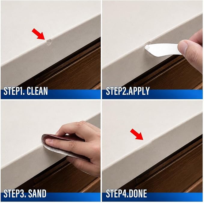 White Quartz Countertop Repair Kit – Quartz, Marble, Acrylic, Porcelain Countertop Chip Repair – Quick Drying – Fix Chips, Cracks, Scratches, Nicks