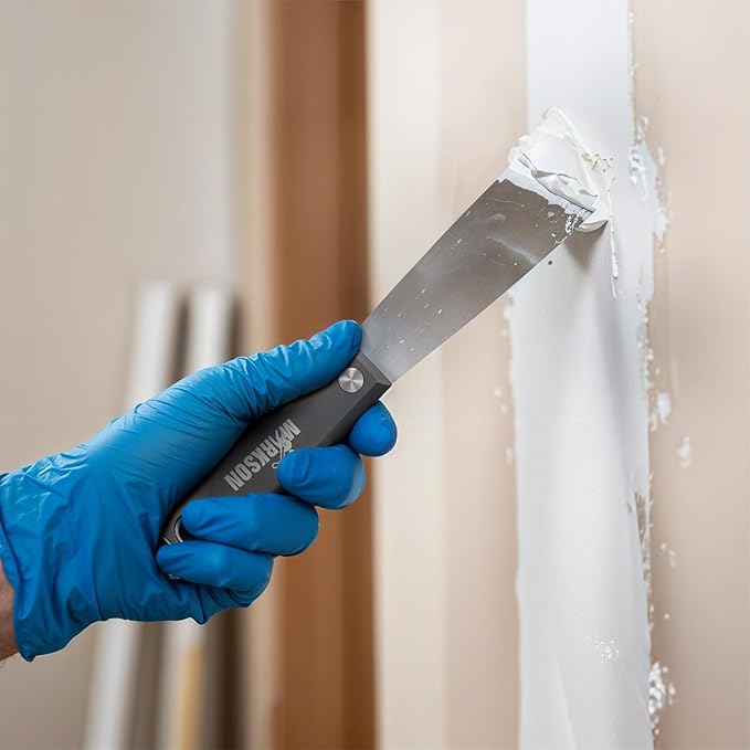 MARKSON Putty Knife Scraper Tool 1-1/4 in, Drywall Spackle Stainless Steel Blade, Paint Scraper with Nylon Handle and Hammer End