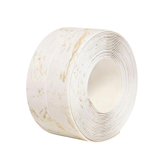 Kitchen & Bath Tape Caulk Strip, 1.5 Inch 10.5 Ft PVC Self Adhesive Waterproof Caulking Sealing Tape, Decorative Sealant Trim for Kitchen Sink Toilet Bathroom Shower and Bathtub (GoldCrack3.2M)