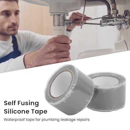 Self Fusing Silicone Tape High Temperature Adhesive Tape for Plumbing Repairs Hose Leak Fixing 2 Rolls 1.5m x 2.5cm (Gray)