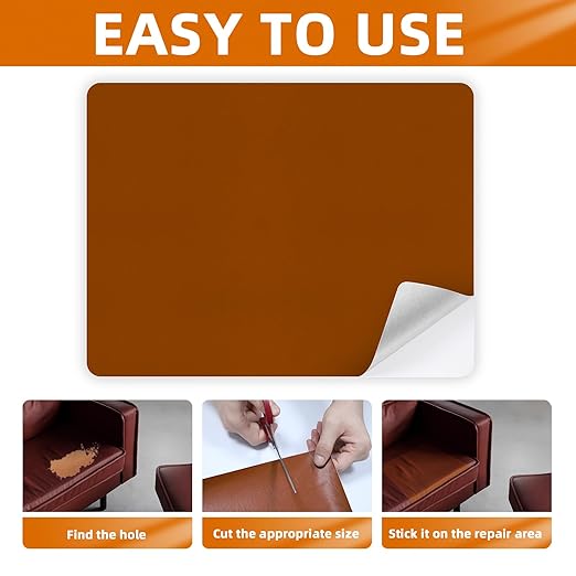 BSZHTECH Leather Repair Tape Self-Adhesive Leather Repair Patch for Couch Furniture Sofas Car Seats Advanced PU Vinyl Leather Repair Kit(Brown,2Pcs 8.2X11 inch)