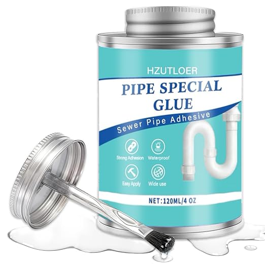 4OZ Clear PVC Drain Pipe Glue with Brush Applicator,Super Strong Waterproof Pipe Adhesive for PVC,PP,ABS,Acrylic & EVA Foam Repair