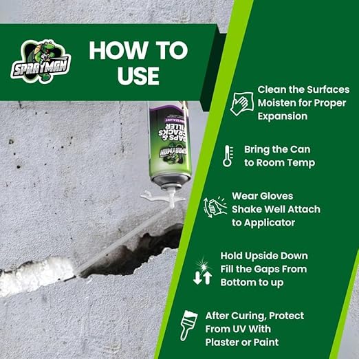 Sprayman Gaps and Cracks Filler Foam - Polyurethane Expanding Foam Sealant for Insulating Doors & Windows, Waterproof & Paintable, Straw Use - 12oz, 12 Pack