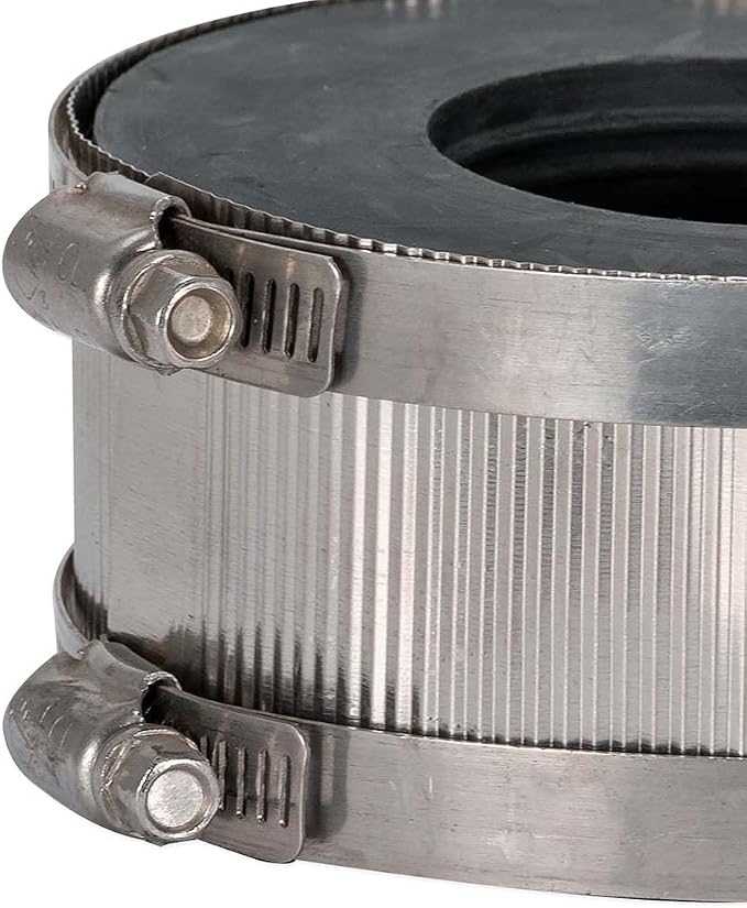 Eastman 4 Inch x 2 Inch No-Hub Coupling with Stainless Steel Clamps, 43419