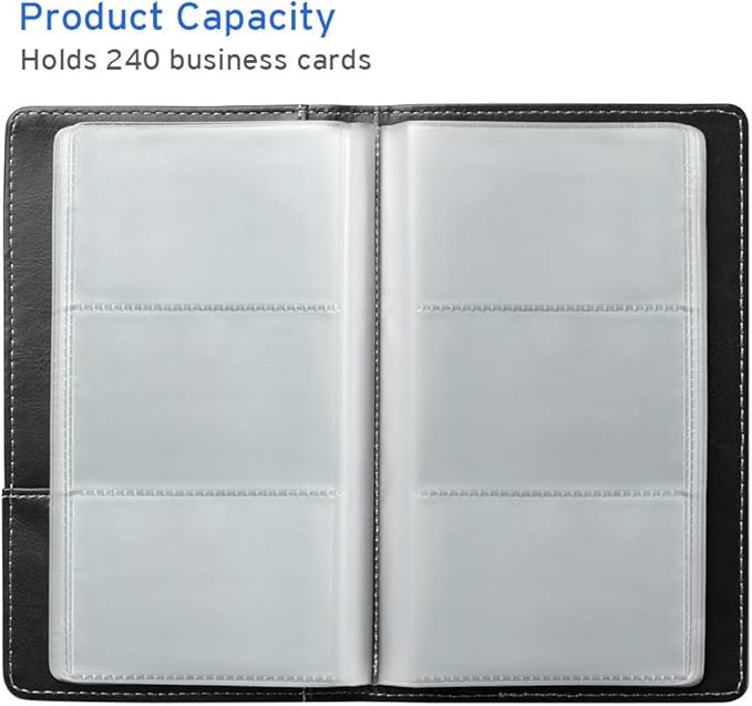 Sooez Leather Professional Business Card Book Holder Organizer, 240 Capacity Credit Card Booklet, PU Name Cards Holder Storage File for Men Women, 7.7"x 4.5" x 0.7", Grass Green