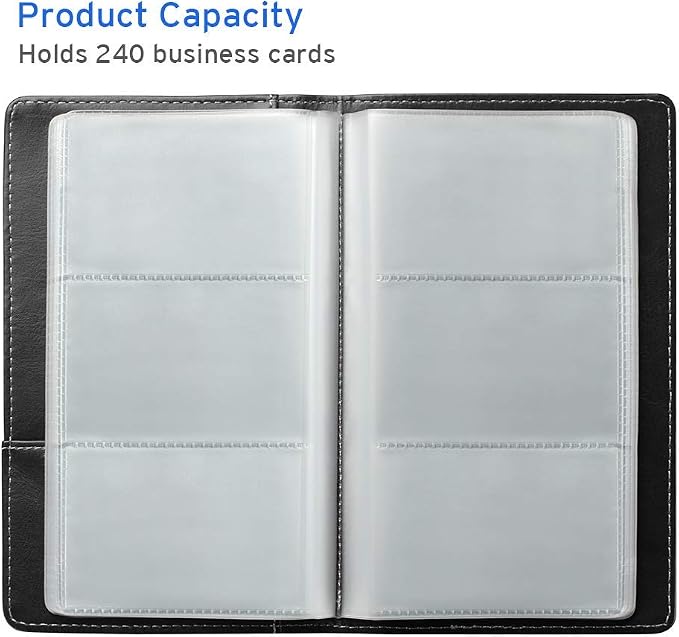 Sooez Leather Professional Business Card Book Holder Organizer, 240 Capacity Credit Card Booklet, PU Name Cards Holder Storage File for Men Women, 7.7"x 4.5" x 0.7", Light Pink