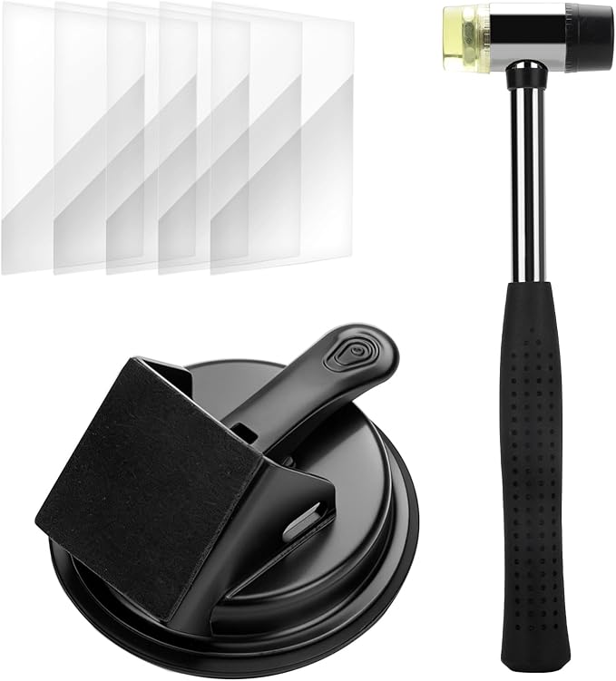 Floor Gap Fixer Tool Kit with Hammer & 5 Reusable Pads | 45° Strike Angle Design for Easy DIY Installation | 4.9" Super Strong Suction Silicone Cup for Laminate, Vinyl, Wood Floor Repair