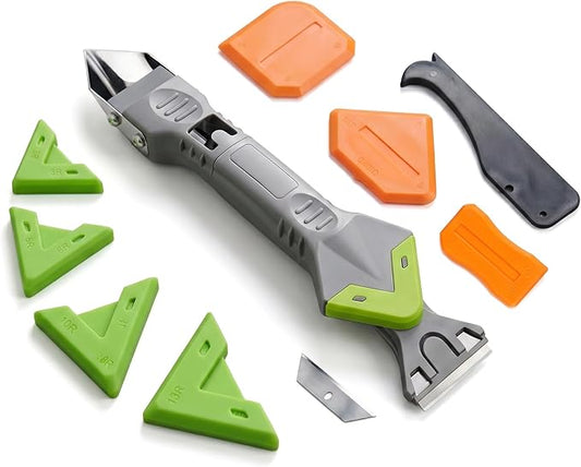 9 in 1caulk smoothingand Grouting Tool, silicone remover，Sealant Trimming and Removal Tool with Grout Squeegee for Bathrooms, Windows, Doors, Kitche