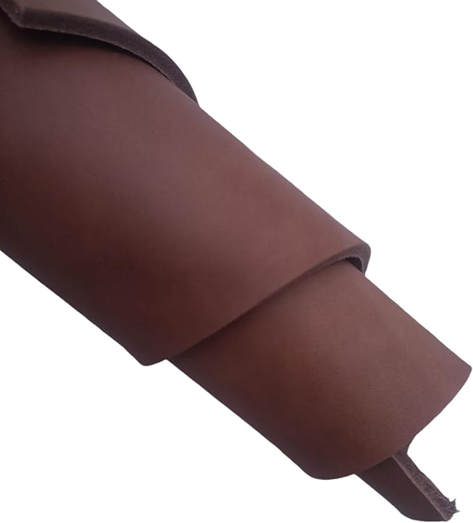 Full Grain Leather Sheet, 4-5mm Thick, Brown Leather, Vegetable Tanned Leather for Crafting, Tooling, Sheath Making (Brown 6 x 12 inches)