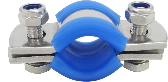 Stainless Steel Heavy Duty Flat Band Pipe Clamp with Rubber Cushion, Multipurpose Rigid Hose Clamp Bracket ID 19mm (1/2"), Pack of 4