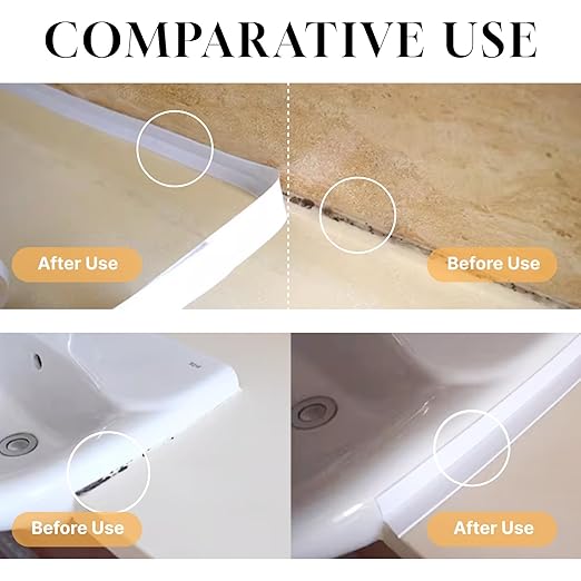 White Caulk Tape Waterproof Self Adhesive, Peel & Stick Sealant Strip for Toilet, Bathtub, Shower & Floor Tile
