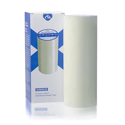 12Inch x 108FT Greenhouse Repair Tape, Greenhouse Tape Heavy Duty Waterproof, UV-Resistant Tent Clear Repair Tape Greenhouse Plastic Sheeting Coverings Film Tape for Sealing and Seaming