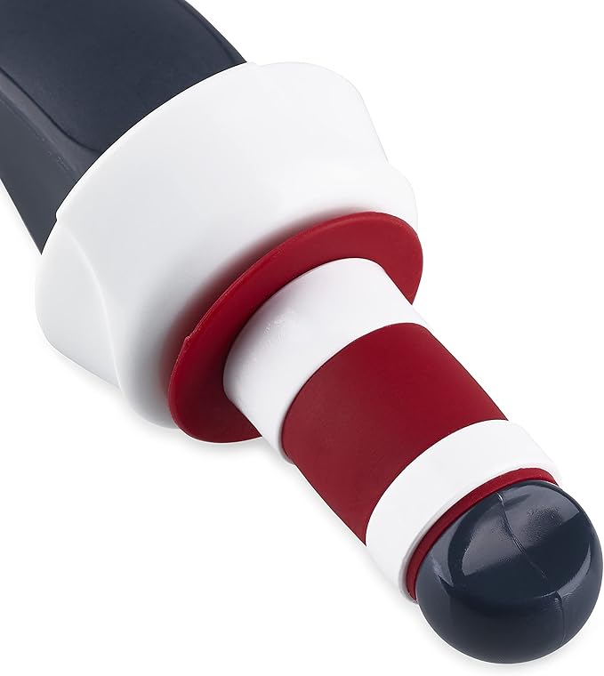 Zyliss Easy Seal Bottle Stoppers – Leak-Proof Wine and Champagne Stoppers with Long Easy-Lock Handle, Comfortable Grip, Airtight Seal, Modern Design in Gray and Red, Durable and Dishwasher Safe