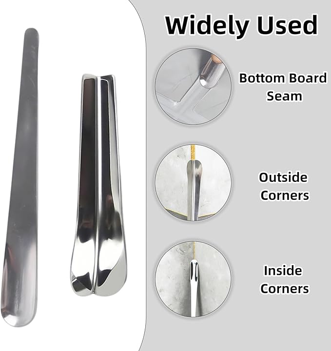 4 Pack Stainless Steel Caulking Tool Kit Grout Finishing Spatula Metal Scraper Set for Tile Caulk Removal Suitable for Inside and Outside Corners