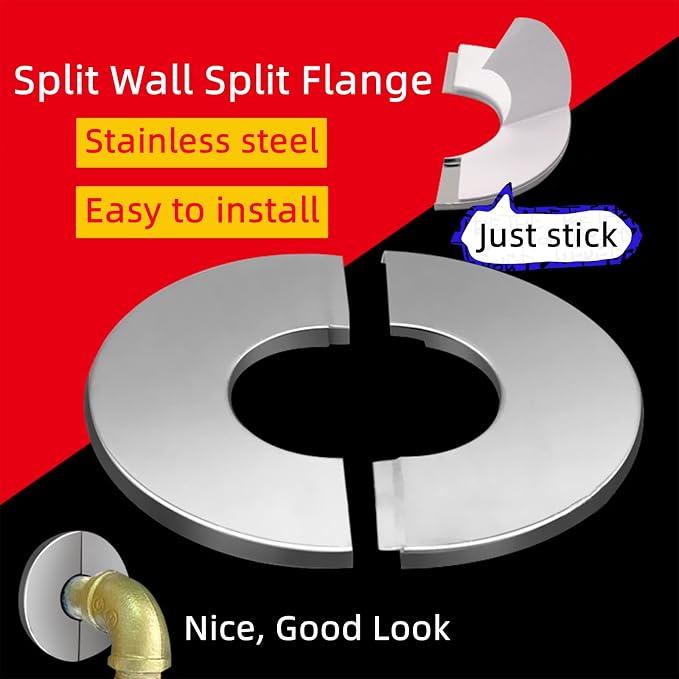 Wall Split Flange, Stainless Steel Round Escutcheon Plate for 4.88"/124mm Diameter Pipe, Pack of 2