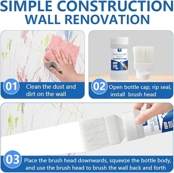Brush Latex Paint Wall Repair Tool (180g, White) Strongly Covers Cracks and Graffiti