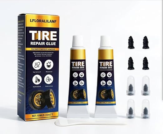 Professional Tire Repair Glue,Tire Glue sidewall,Tire Repair Rubber Nail kit,Tire Plug Glue Rubber Cement,Patch Repair kit,Tire sidewall Repair Suitable for car, Motorcycle, Jeep, Tractor (3-Box Set)